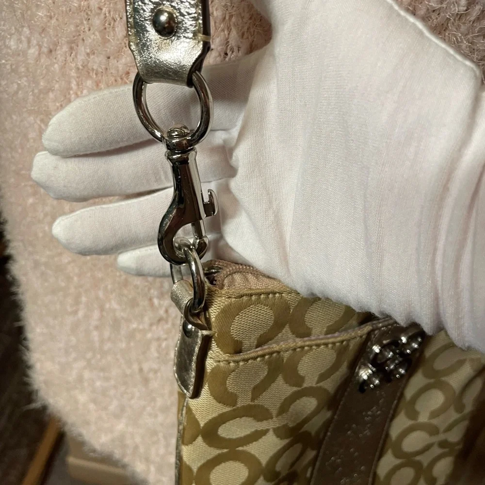 Coach Gold and Tan Slim Crossbody Bag